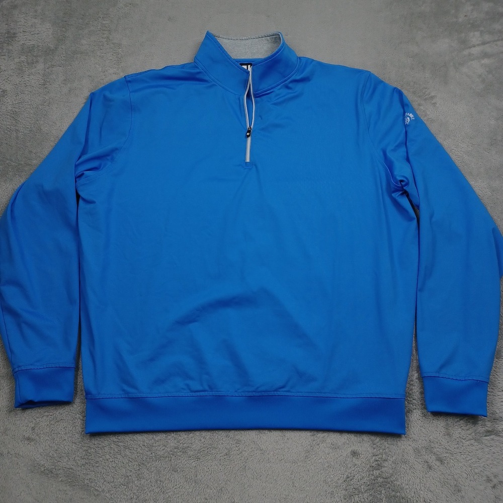 Footjoy Sweater Mens XL Blue 1/4 Zip Pullover Preppy Golf Casual Modern Logo